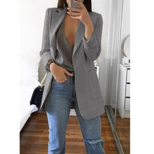 Load image into Gallery viewer, Autumn Office lady Long Slim Blazers Suit Women white Notched Blazer Coat Casual elegant long sleeve Female Business suit 2019