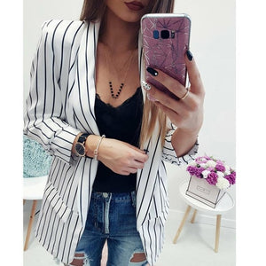 Coats Blazers Fashion Ladies Long Sleeve Striped Stylish Jacket Duster Blazer Coats And Jackets Women 2018jul27